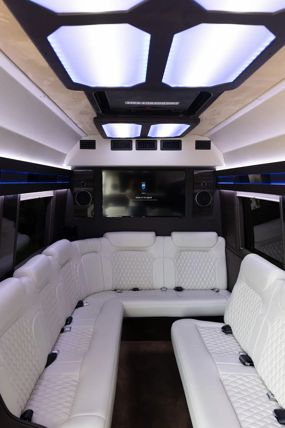 mercedes White Luxury Sprinter interior