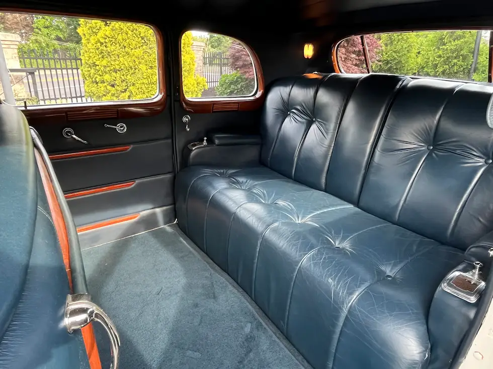 1940 White Limo Cadillac rear seats side