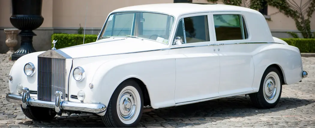 white 1962 vintage rolls royce