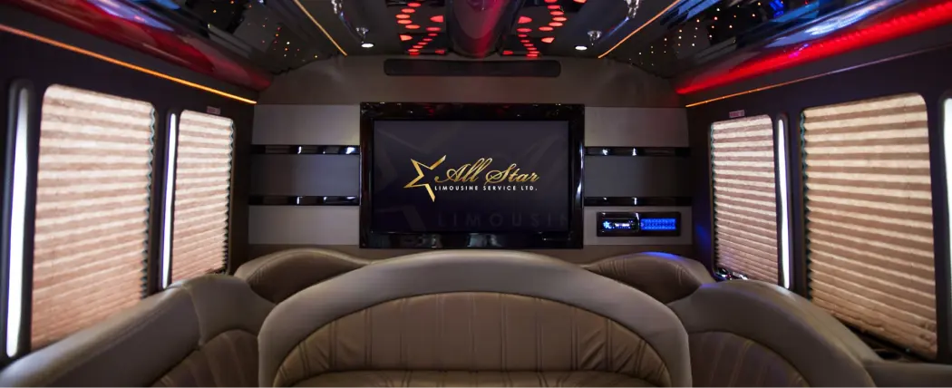 22 passenger party limo bus interior