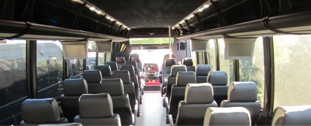 interior of 31 passenger shuttle bus