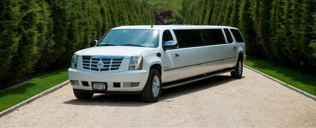 white cadillac escalade suv limo
